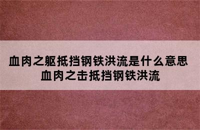 血肉之躯抵挡钢铁洪流是什么意思 血肉之击抵挡钢铁洪流